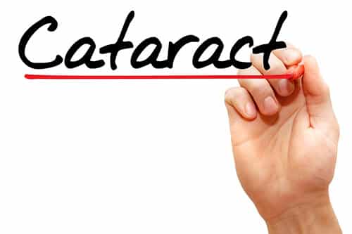 cataract hand written with a pen